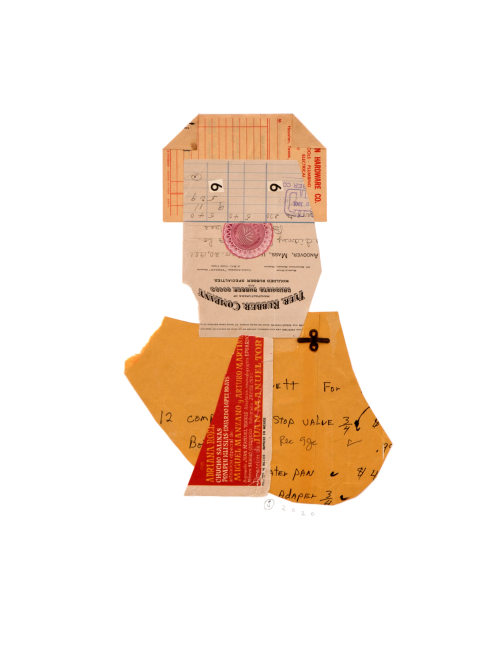 Jerry Jeanmard Rubber Man, 2020 collage on paper 20" x 15" JJ 238 Moody Gallery