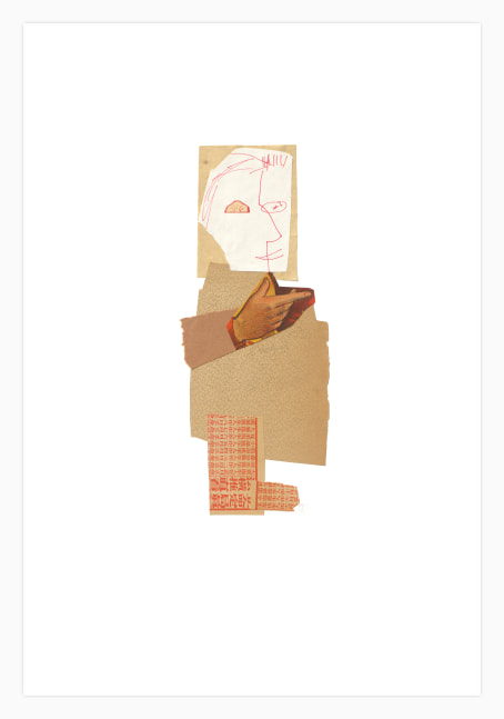 Jerry Jeanmard Right-Hand Man, 2013 collage on paper 22" x 15" JJ 89 Moody Gallery