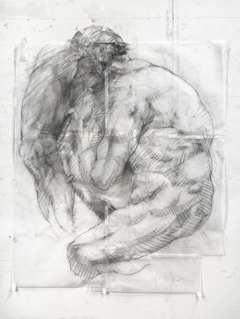 James Drake The Sound of Forgiveness VI, 2021 charcoal, pencil, tape on paper 55" x 42" JD 302 Moody Gallery