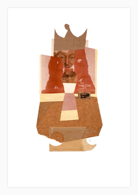 Jerry Jeanmard Henry and the Three Sons, 2019 collage on paper 22" x 15" JJ 199 Moody Gallery