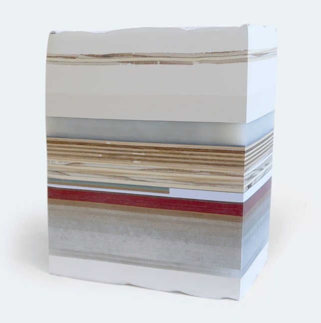 Bethany Johnson Findings: Red Stripe, 2022 chipboard, paper, plastic, plexiglass, plywood 9 1/2”x 8” x 5” BJ 159 Moody Gallery