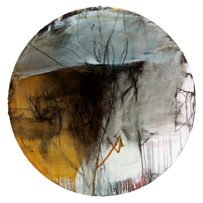 Andrea Rosenberg Tondo 5, 2022 mixed media on paper 56 1/2" diameter AR 87 Moody Gallery