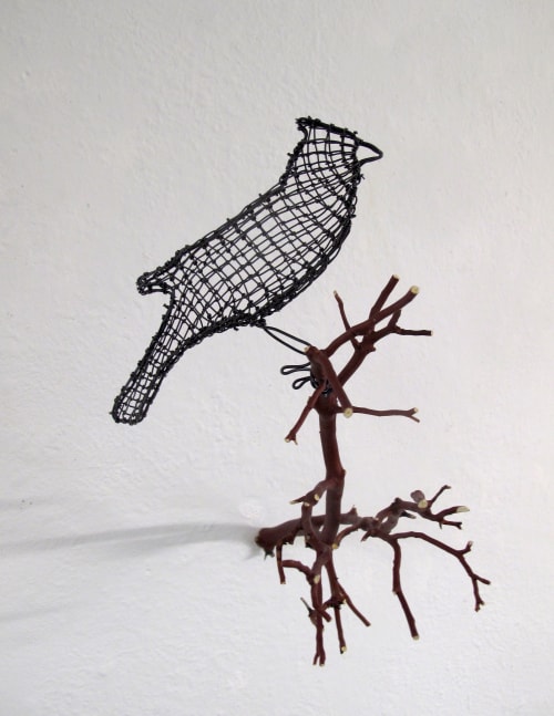 Helen Altman Cardinal (facing right), 2022 wire and Manzanita branch 12" x 8" x 13" HA 830 Moody Gallery