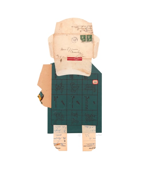 Jerry Jeanmard Man with Two Left Eyes, 2020 collage on paper 25 1/2" x 19 3/4" JJ 294 Moody Gallery