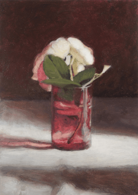 Jean Carruthers Wetta Roses in Cranberry Glass, 2014 oil on multi-media board 7" x 5" JCW 9 Moody Gallery