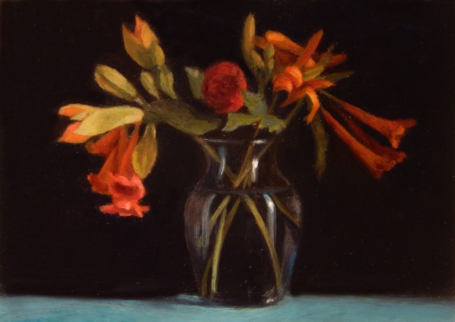 Jean Carruthers Wetta Trumpet Vine, 2016 oil on multi-media artboard 5" x 7" JCW 71 Moody Gallery