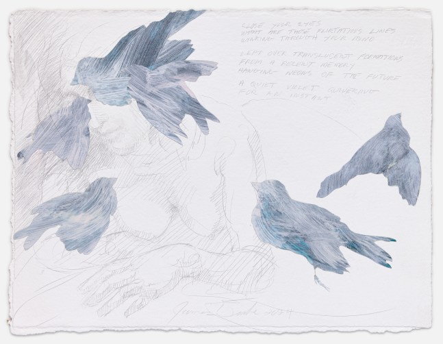 James Drake, Close Your Eyes, 2024 goldpoint, collage, ink on gessoed paper 11 5/8'' x 15 1/4'' JD 407, James Drake