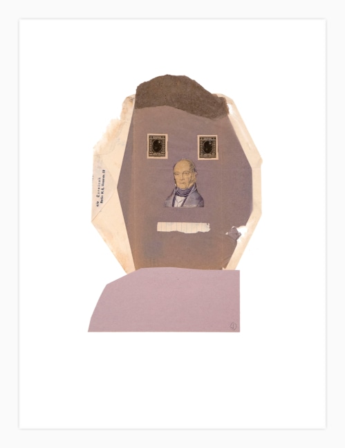 Jerry Jeanmard Puceman, 2019 collage on paper 20" x 15" JJ 226 Moody Gallery