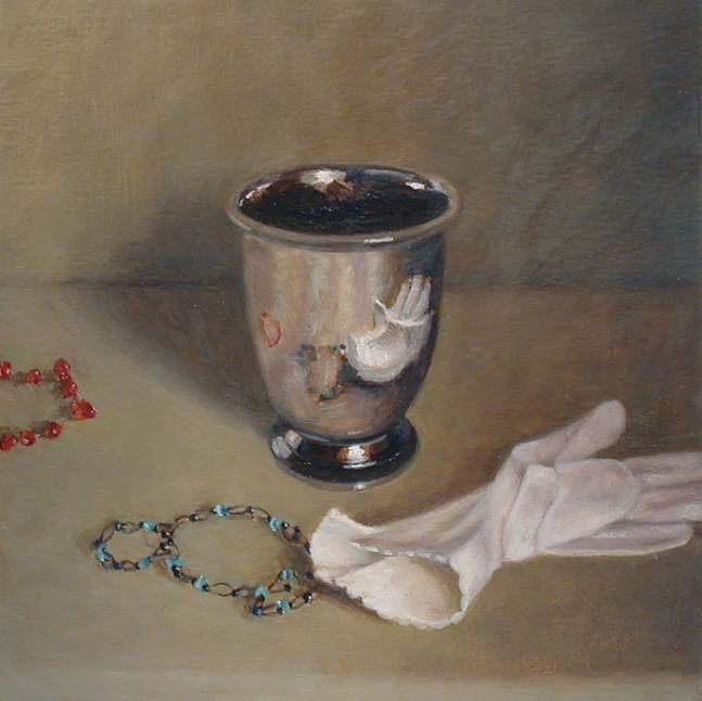 Jean Carruthers Wetta Nicholson's Glove & Goblet, 2006 oil on multi-media board 10" x 10" JCW 43 Moody Gallery