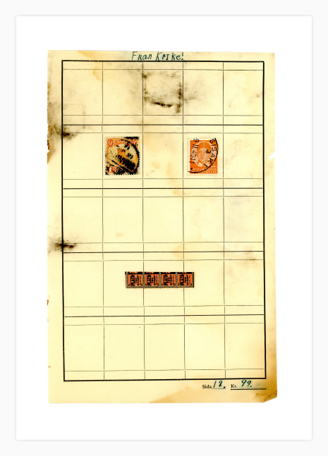 Jerry Jeanmard Fran Krike! (Stamps Collection), 2017 collage on paper 8 3/4" x 5 3/4" JJ 166 Moody Gallery