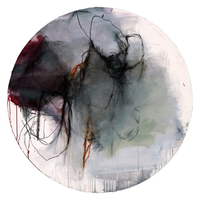 Andrea Rosenberg Tondo 3, 2022 mixed media on paper 56 1/2" diameter AR 85 Moody Gallery