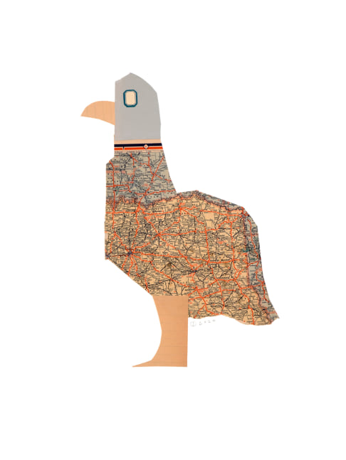 Jerry Jeanmard Traveller Pigeon, 2020 collage on paper 20 1/8" x 15 1/8" JJ 264 Moody Gallery