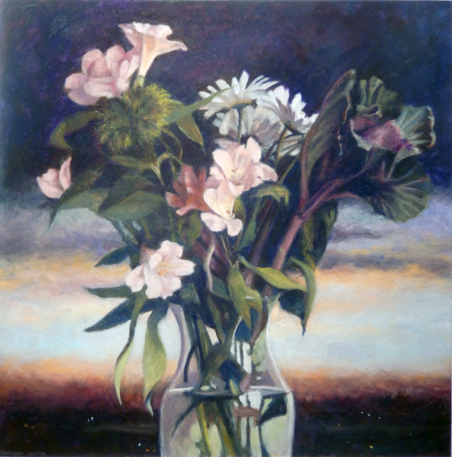 Jean Carruthers Wetta Bouquet at Dusk, 2014 oil on multi-media board 16" x 16" JCW 13 Moody gallery