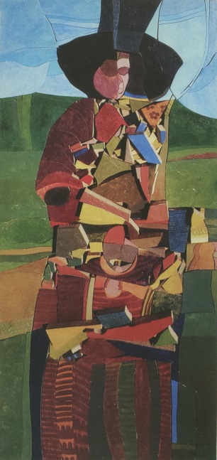 Lucas Johnson Puzzle, 1976 acrylic on wood door 79 1/4" x 31 1/2" Collaboration with Bill Steffy LJ 148 Moody Gallery