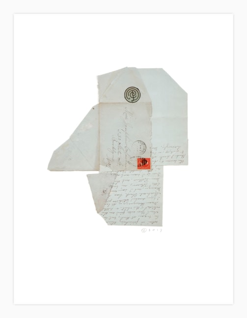 Jerry Jeanmard Letterman With Birthmark, 2019 collage on paper 20" x 15 1/8" JJ 227 Moody Gallery
