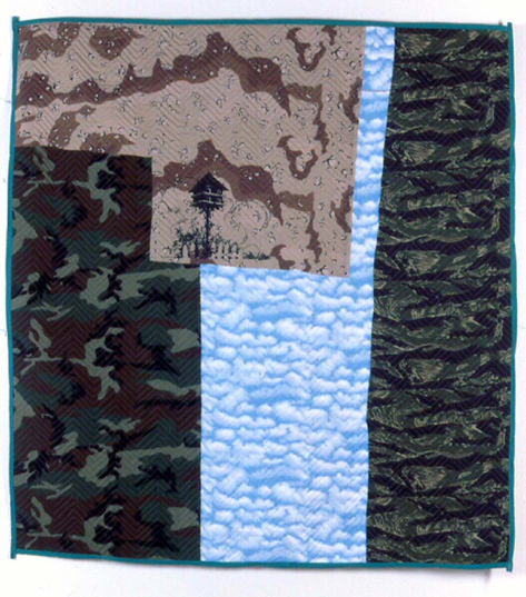 Helen Altman Patch of Blue, 2000 acrylic, quilted fabric 77&quot; x 72&quot; HA 58 Moody Gallery