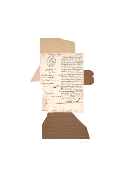 Jerry Jeanmard Calligrapher, 2019 collage on paper 22" x 15" JJ 212 Moody Gallery