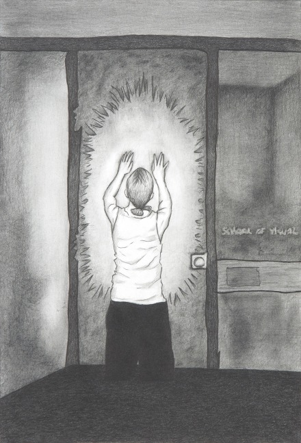 Michael Bise Blind Man in the School of the Visual, 2022 graphite on paper 16 7/8" x 11 1/2" MB 126 Moody Gallery