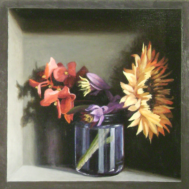 Jean Carruthers Wetta Sunflower, 2009 oil on masonite 10" x 10" x 2" JCW 26 Moody Gallery