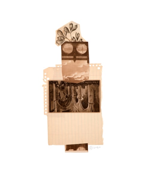Jerry Jeanmard Woodswoman, 2020 collage on paper 20" x 15" JJ 241 Moody Gallery