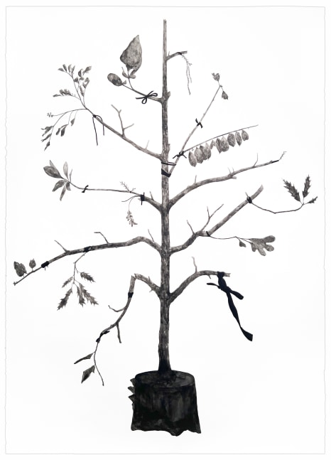 Randy Twaddle The Tree Is In Its Leaves, #1, 2025 acrylic on paper 84" x 60 1/2" RT 500, Moody Gallery