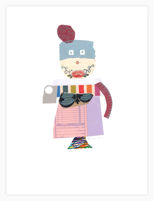 Jerry Jeanmard Fruity Tootie, 2021 collage on paper 20" x 15" JJ 282 Moody Gallery