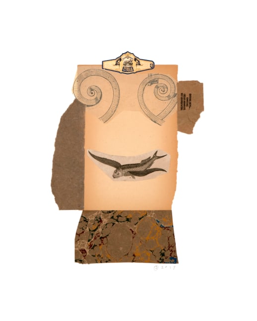 Jerry Jeanmard Fishmouth, 2019 collage on paper 20" x 16" JJ 230 Moody Gallery