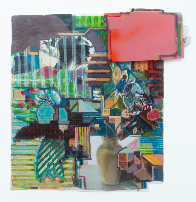 Dan Sutherland Strap Stripe, 2011 mixed media on paper 11 3/4" x 11 1/4" DS 61 Moody Gallery