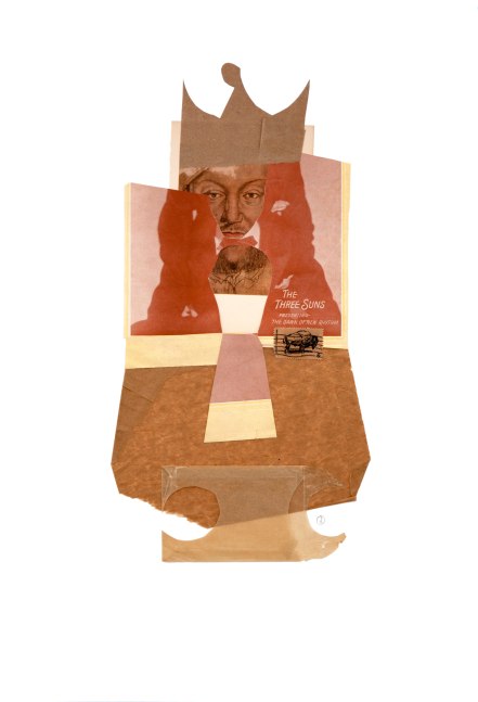 Jerry Jeanmard Henry and the Three Sons, 2019 collage on paper 22" x 15" JJ 199 Moody Gallery