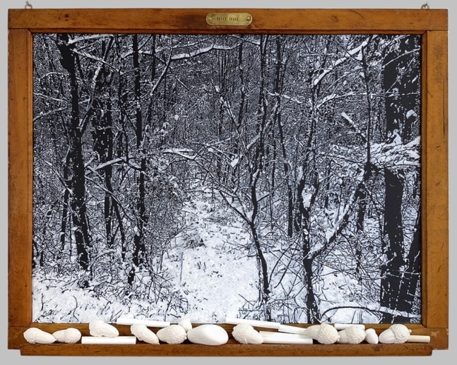 Helen Altman
Faint Trail, 2023
vintage slate chalkboard, acrylic, cast plaster and chalk
21" x 26 1/2" x 1 2"
HA 841