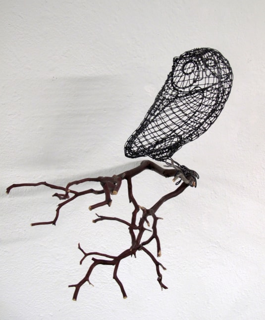 Helen Altman Moon Owl, 2022 wire and Manzanita branch 14" x 12" x 15 1/2" HA 828 Moody Gallery
