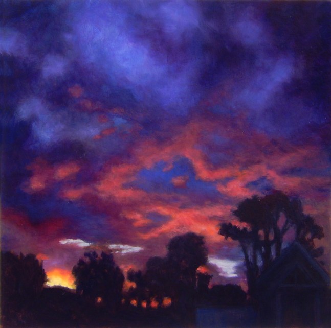 Jean Carruthers Wetta Dusk in Island Heights, 2018 oil on multi-media board 16" x 16" JCW 132 Moody Gallery