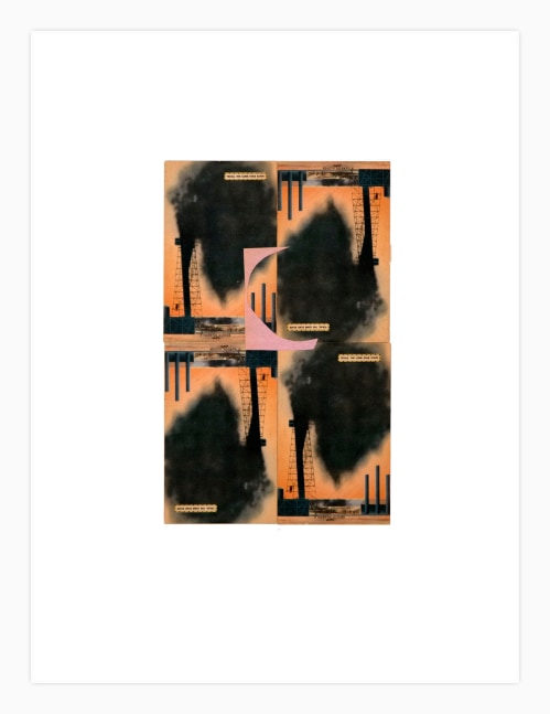 Jerry Jeanmard Gusher, 2019 collage on paper 20" x 15" JJ 232 Moody Gallery