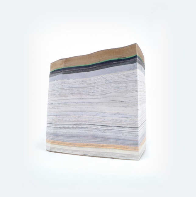 Bethany Johnson Untitled (Safe Keeping), 2020 paper, cardboard, rubber, sandpaper 4" x 4" x 1 1/2" BJ 126 Moody Gallery