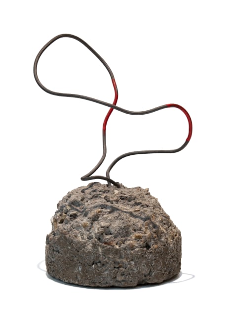 David Ireland Untitled (red wire), c. 2000 concrete, wire, and paint 9 1/2" x 6 1/2" x 5 1/2" DI 3 Moody Gallery