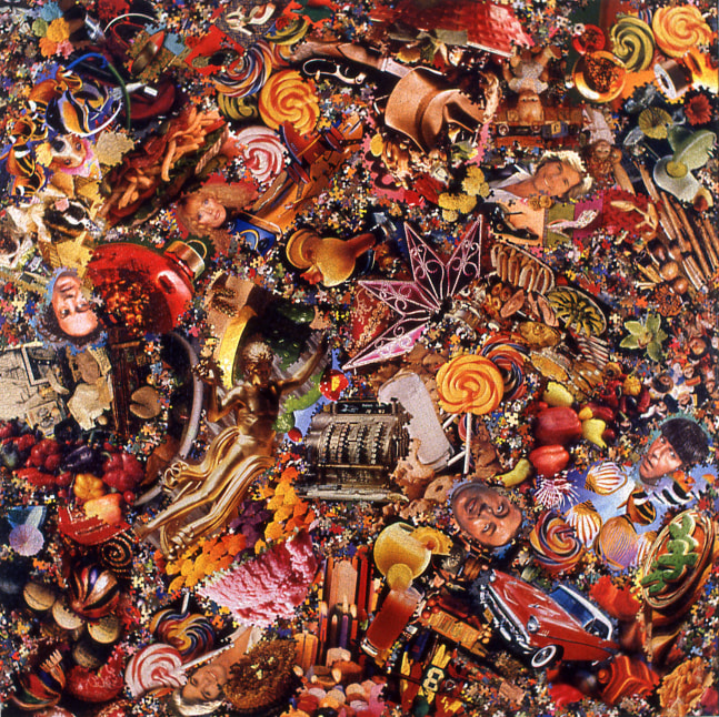 Al Souza Hello, Hello, Hello, 2005 puzzle parts and glue on wood 72" x 72" AS 595 Moody Gallery