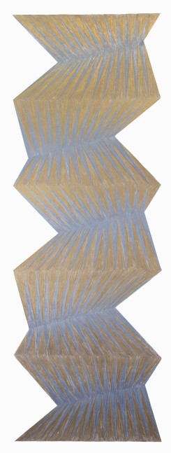 Jay Shinn Dyad Column #2 2020 colored pencil on paper 41 1/4" x 15 1/4" Moody Gallery