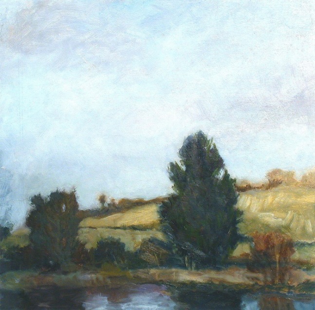 Jean Carruthers Wetta River Bank, 2007 oil on multi-media board 10 1/2" x 10 1/2" JCW 38 Moody Gallery