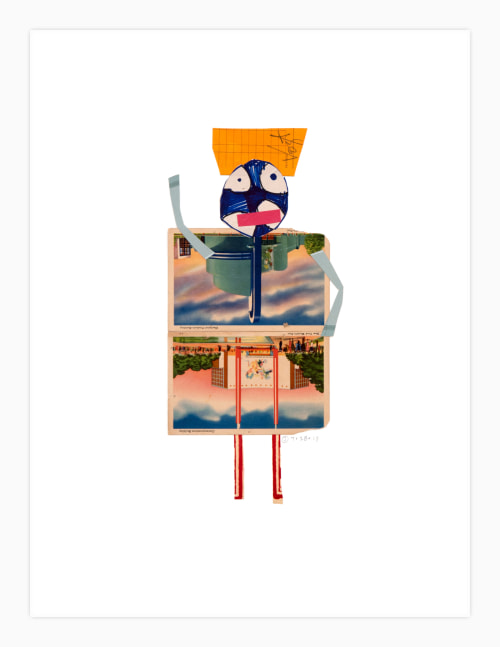 Jerry Jeanmard World's Fair Lady, 2019 collage on paper 20" x 15" JJ 210 Moody Gallery