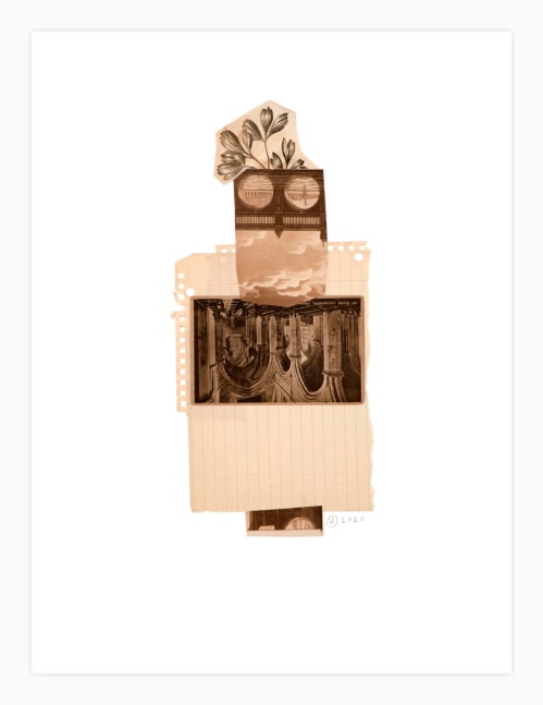 Jerry Jeanmard Woodswoman, 2020 collage on paper 20" x 15" JJ 241 Moody Gallery