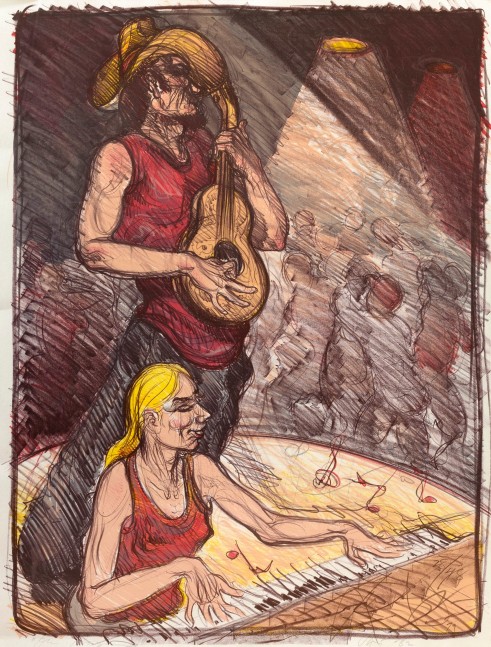 Luis Jimenez Willie Nelson Musicians, 1979 lithograph, ed: 28/48 25 1/2" x 19" MC 1023
