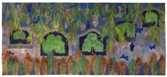 Liz Ward
Mourning Landscape, 2025
watercolor, pastel, wax crayons, colored pencils, and collage on Japanese paper
31 3/4" x 71"
LW 324