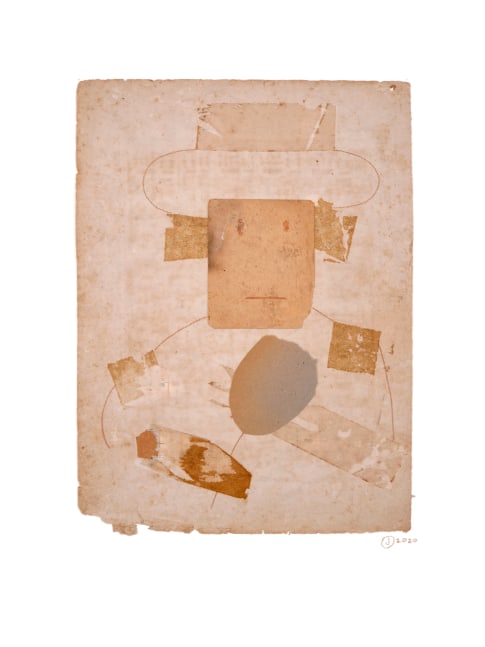Jerry Jeanmard Man Fading, 2020 collage on paper 20" x 15" JJ 231 Moody Gallery