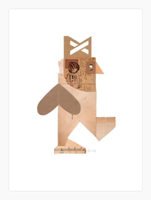 Jerry Jeanmard Royalty, Walking, 2019 collage on paper 19 3/4" x 14 1/2" JJ 211 Moody Gallery