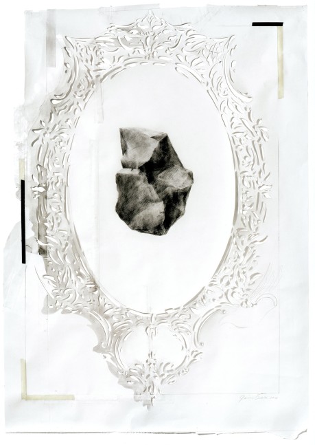 James Drake Drawing with Frame, 2010 graphite, tape on hand-cut paper 58" x 42" JD 304 Moody Gallery