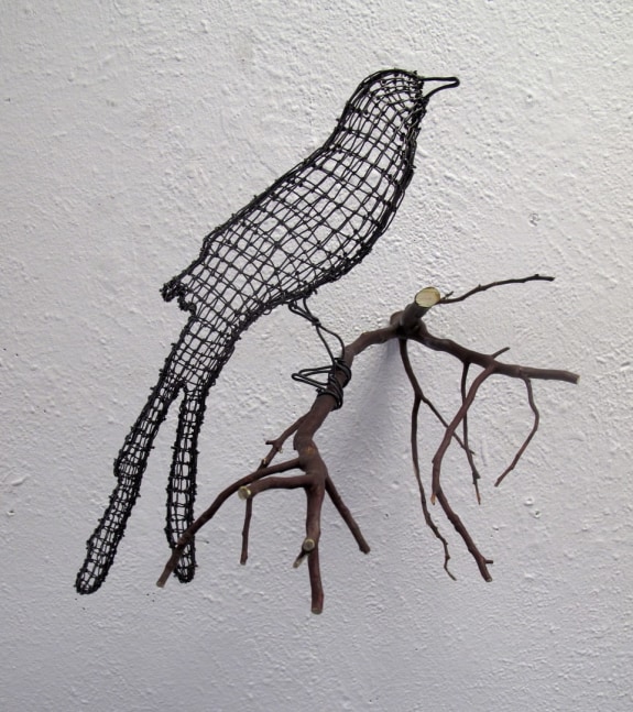 Helen Altman New Year's Fly-catcher, 2019 wire, Manzanita branch 16" x 14" x 12" HA 726 Moody Gallery