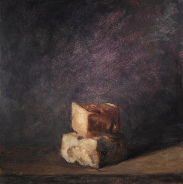 Jean Carruthers Wetta Two Bricks, 2018 oil on multi-media artboard 16" x 16" JCW 111 Moody Gallery