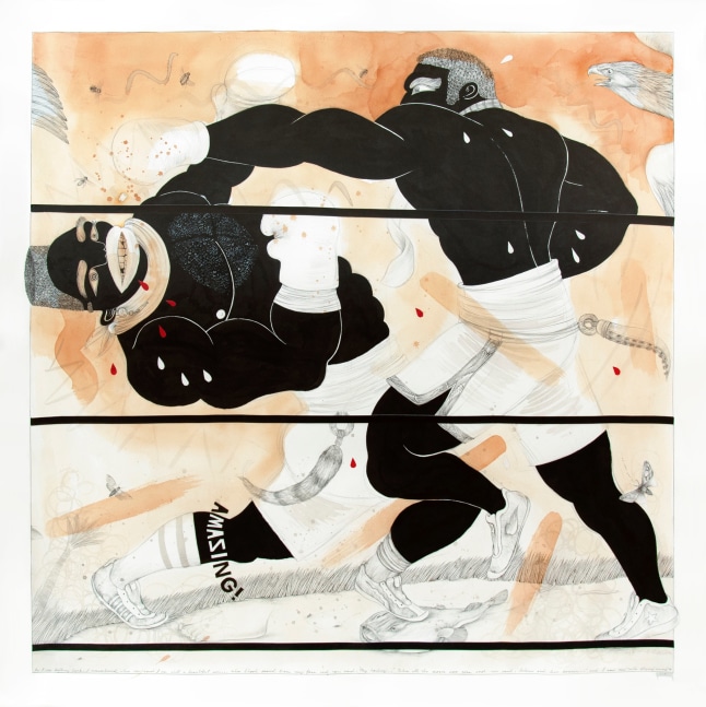 Lawrence Lee The Tooth, 2011 graphite, ink, tea stains on paper 44" x 44" LLE 34 Moody Gallery