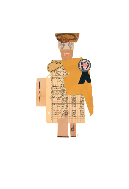 Jerry Jeanmard Badge Winner, 2017 collage on paper 22" x 15" JJ 153 Moody Gallery
