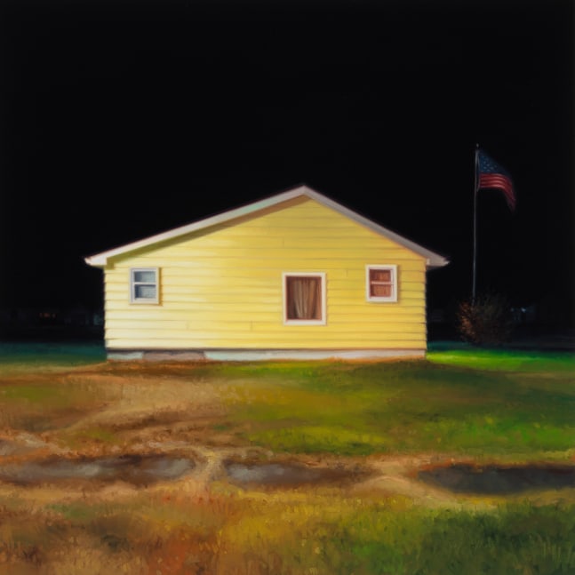 Sarah Williams Grover Road, 2024 oil on board 16'' x 16'' SW 103, Moody Gallery